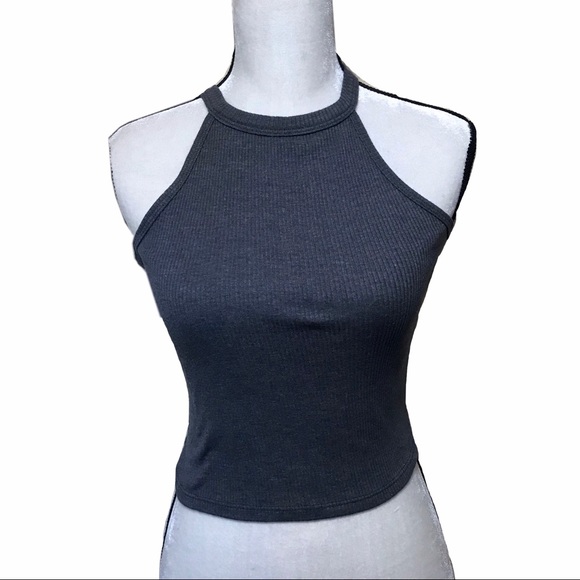 Ultra Flirt Tops - 3/$15 Grey ribbed high neck crop top